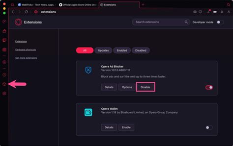 how to disable ad blocker on opera gx